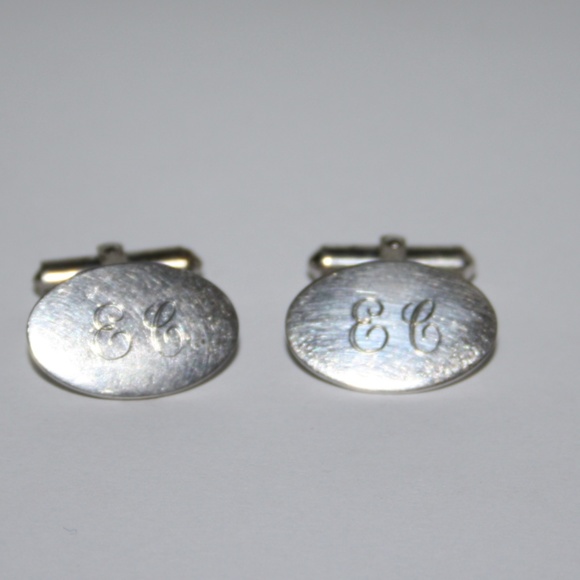 Vintage Other - Vintage Men's Cuff links Silver E.C. Engraved